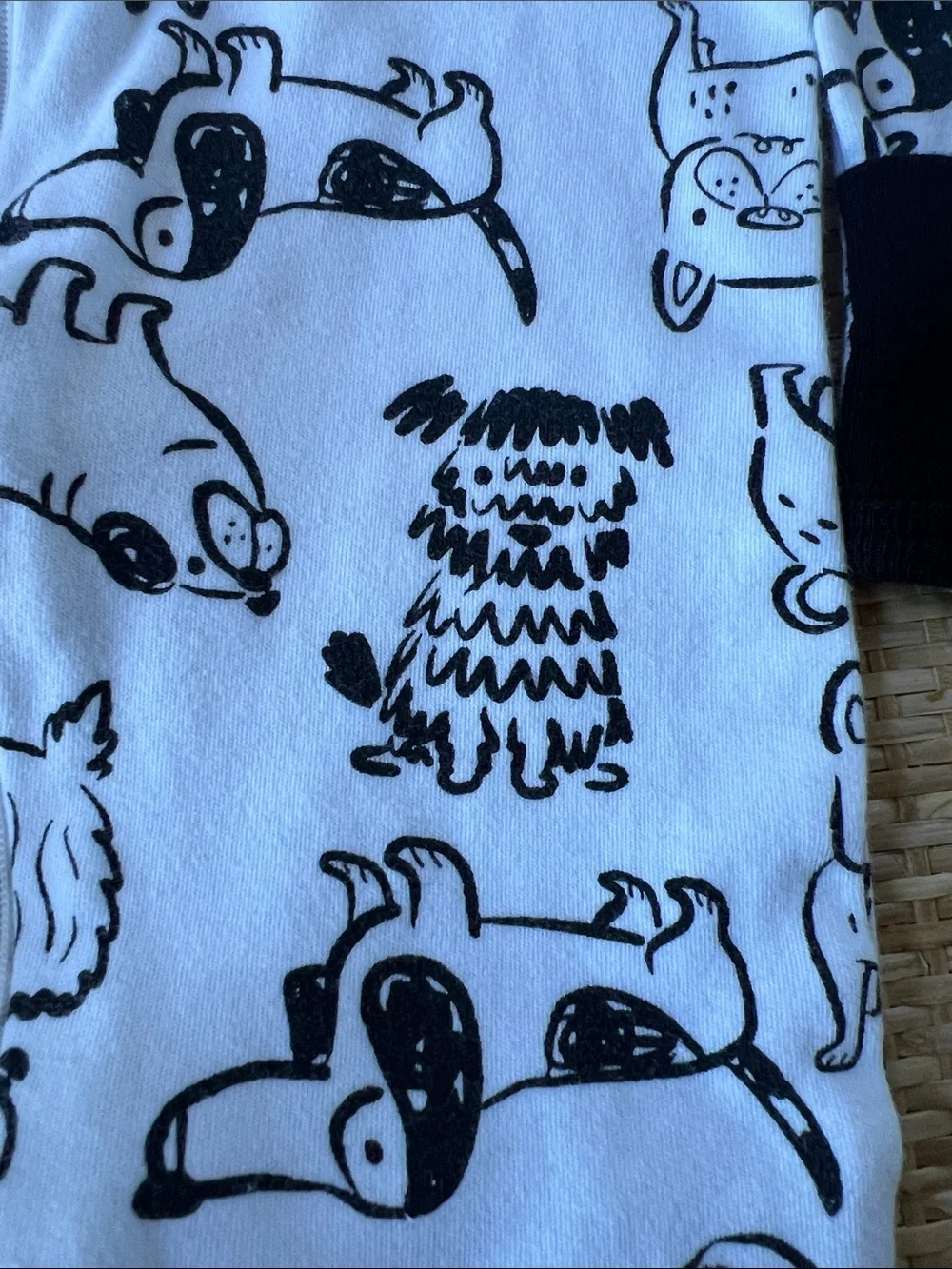 Wonder Nation Baby Footie onesie sleepwear white black dog print unisex 3-6 mo